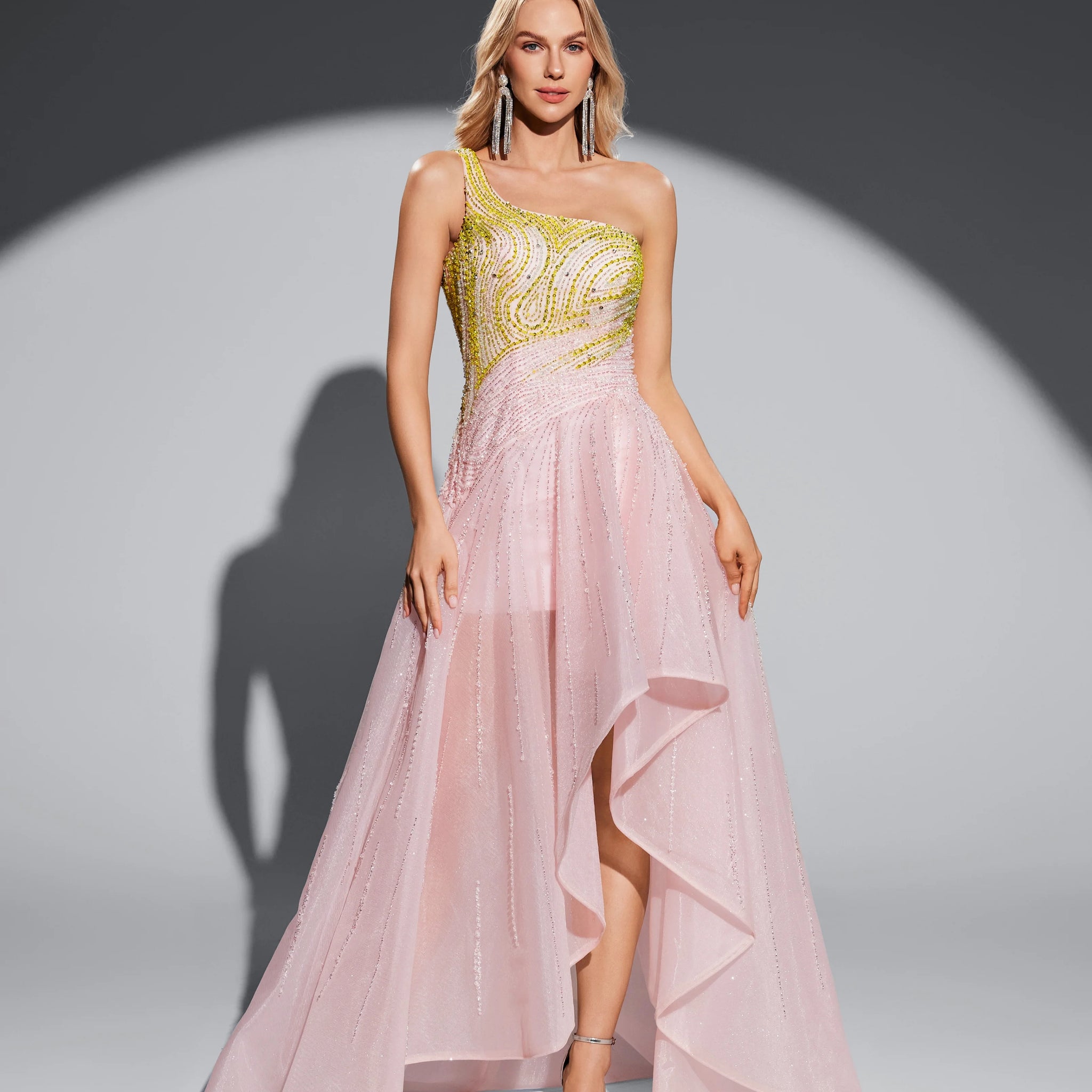 Shalimar Zhang Pink Luxury  Long Arabic Evening Gowns for Women Wedding Party Dubai Formal Prom Engagemant Dress Customized
