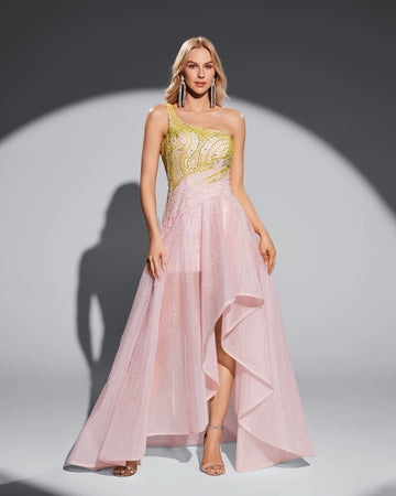 Shalimar Zhang Pink Luxury  Long Arabic Evening Gowns for Women Wedding Party Dubai Formal Prom Engagemant Dress Customized