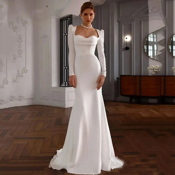 Customize To Measures  2025Wedding Dress Sweetheart Crepe Open Back Bridal Gown 2025 Sweep Train Vestidos De Novia For Women