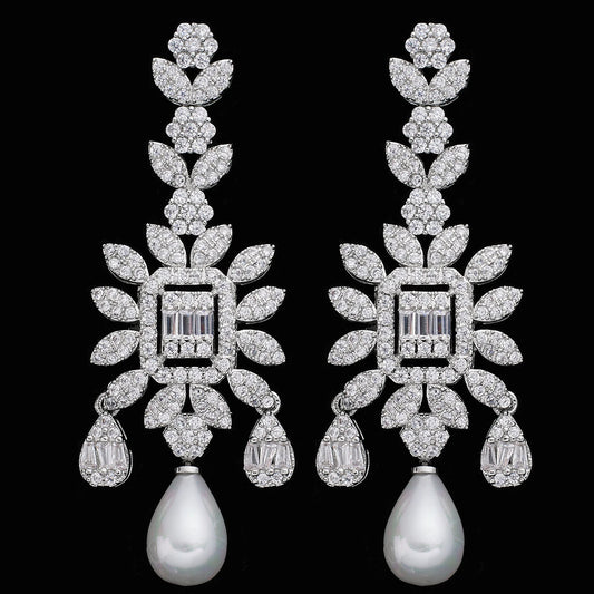 Elegant Pearls CZ Zirconia Bridal Jewelry Set For Women 4PCS Adjustale Chain 2024 Bride Wedding Party Jewellery