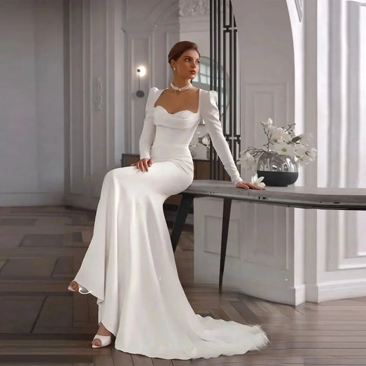 Customize To Measures  2025Wedding Dress Sweetheart Crepe Open Back Bridal Gown 2025 Sweep Train Vestidos De Novia For Women