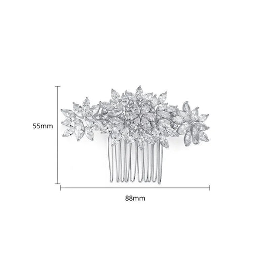 SLBRIDAL Luxury Trendy Prong Setting Cubic Zircon Bridal Hair Comb Wedding Headpieces Women Girls Jewelry Hair Accessories