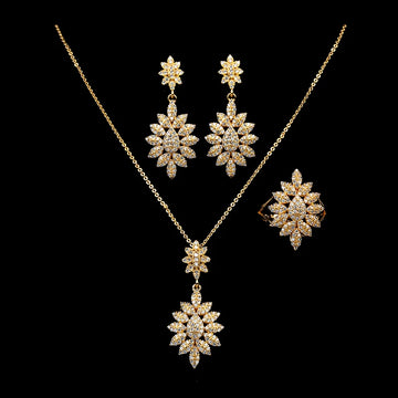 HADIYANA Jewelry Sets Elegant Charms Gift Necklace Earrings And Ring 3pcs Set Anniversary Jewelry Cubic Zircon CN1744 Bisuteria