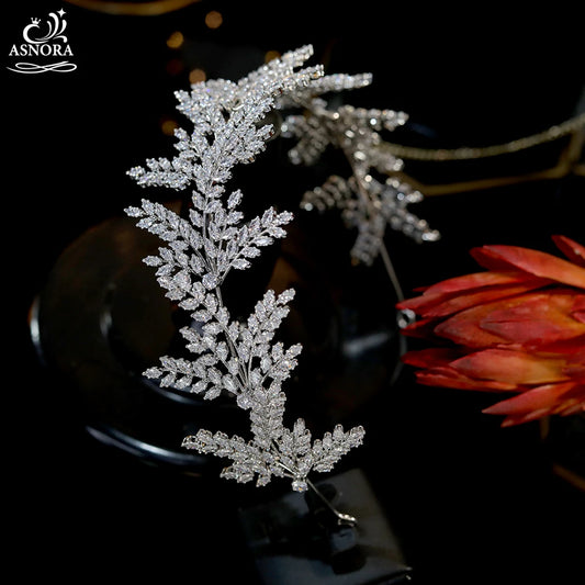 Fashion Bride Headband Crystal Leaf Hair Band, ASNORA Bridal Crown Tiaras ,Hair Accessories Wedding ,Wedding Accessories A01006