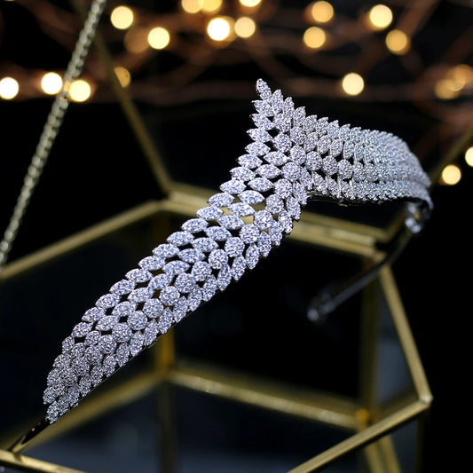 ASNORA Elegant Full Zircon Tiaras Crowns for Brides Royal Wedding Hairbands Crystal Wedding Hair Accessory Wedding Gifts