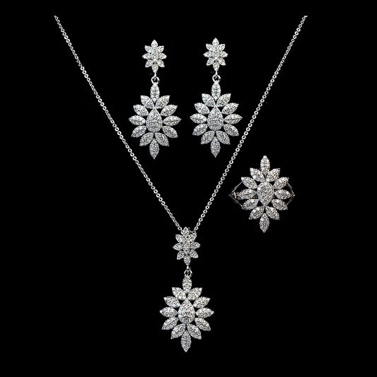 HADIYANA Jewelry Sets Elegant Charms Gift Necklace Earrings And Ring 3pcs Set Anniversary Jewelry Cubic Zircon CN1744 Bisuteria