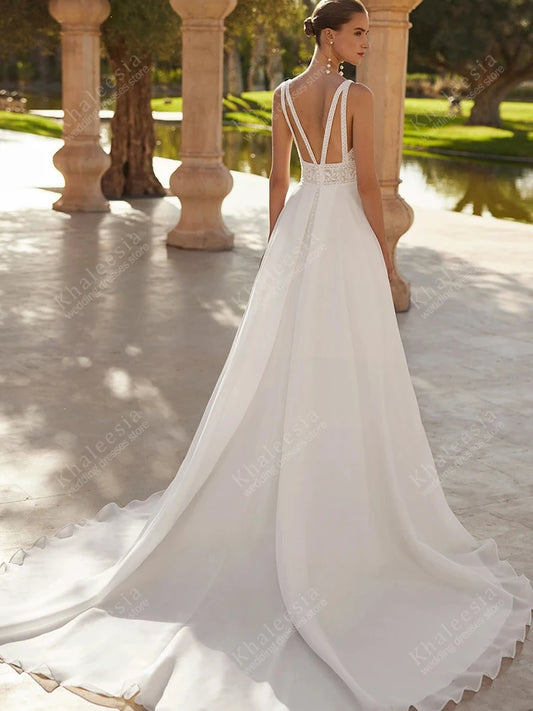 Elegant Wedding Dresses Charming Bridal Gowns Lace Appliques Sleeveless O Neck Glamorous Robes Vestidos De Novia Customized 2025