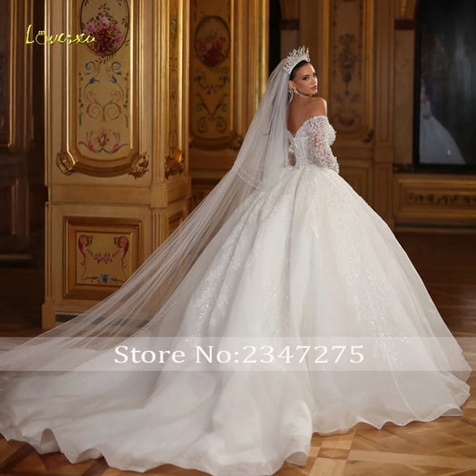 Loverxu A-Line Elegant Wedding Dresses Sweetheart Off The Shoulder Vestido De Novia Lace Embroidery Sexy Custom Made Bridal Gown