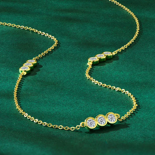 IOGOU 2025 D Moissanite Necklace And Bracelet Set 100% 925 Silver Gold Plated Jewelry Sets for Women Gifts Certified Lab Diamond