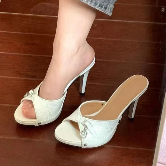 Women's Slippers Elegant High Heeled Shoes Fashion Dress Sandals Sexy Luxury Pumps New 2025 Summer Designer Sandalias De Mujer