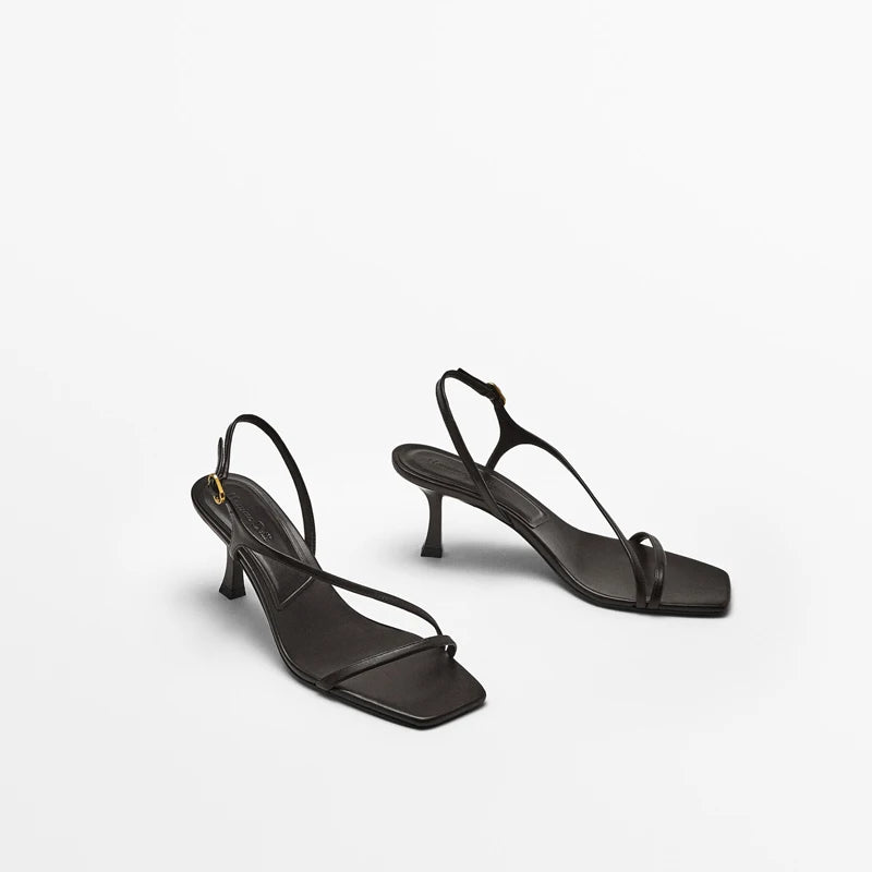 Cowhide Low Heel Sandals For Women With Buckle & Minimalist Pretty Versatile Comfortable Durable Daily Commuter Shoes For Summer