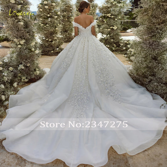 Loverxu Ball Gown Princess Wedding Dresses Sweetheart Off The Shoulder Vestido De Novia Lace Sequined Custom Made Bridal Gown