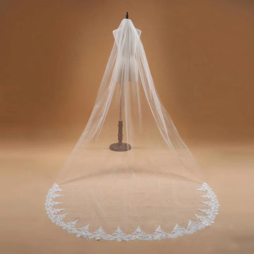 Voile Mariage 3M One Layer Lace Edge White Ivory Cathedral Wedding Veil Long Bridal Veil Cheap Wedding Accessories Veu de Noiva