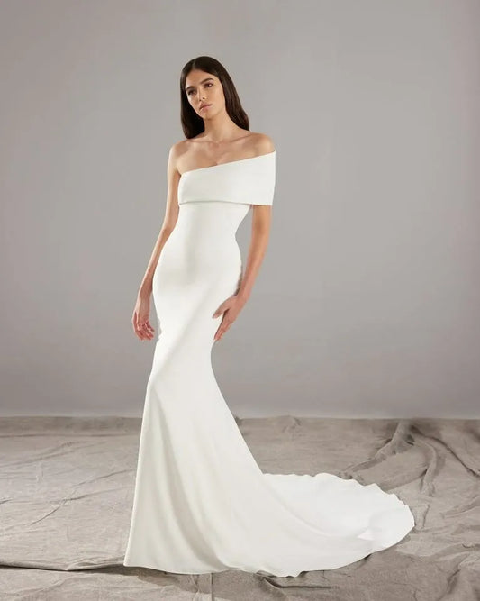 Mermaid Wedding Dresses Sexy Backless One Shoulder Customized Bridal Dress Women Evening Brides Wedding Gown vestidos de novia