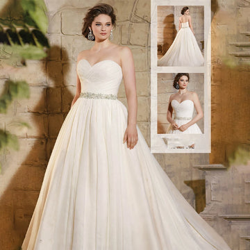 Custom Made Pleat Sweethrt Bridal Grown A Line Wedding Dresses With Beaded Belf  2026 Vestido De Noival