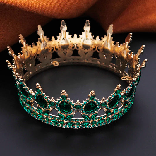 Royal Queen King Tiaras and Crowns for Women Wedding Party Full Round Diadem Bridal Crown Hair Jewelry Birthday Gifts