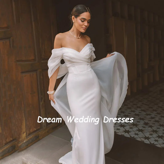 DREAM Off The Shoulder Mermaid Wedding Dresses 2025 Sweetheart Elegant Backless Pleat Draped Bridal Gowns For Women Customized