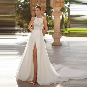 Elegant Wedding Dresses Charming Bridal Gowns Lace Appliques Sleeveless O Neck Glamorous Robes Vestidos De Novia Customized 2025