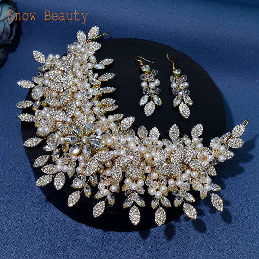 DZ065 Luxury Crystal Headpiece for Brides Wedding Headwear Fashion Rhinestone Women Crowns and Tiaras Handmade Bridal Headdress