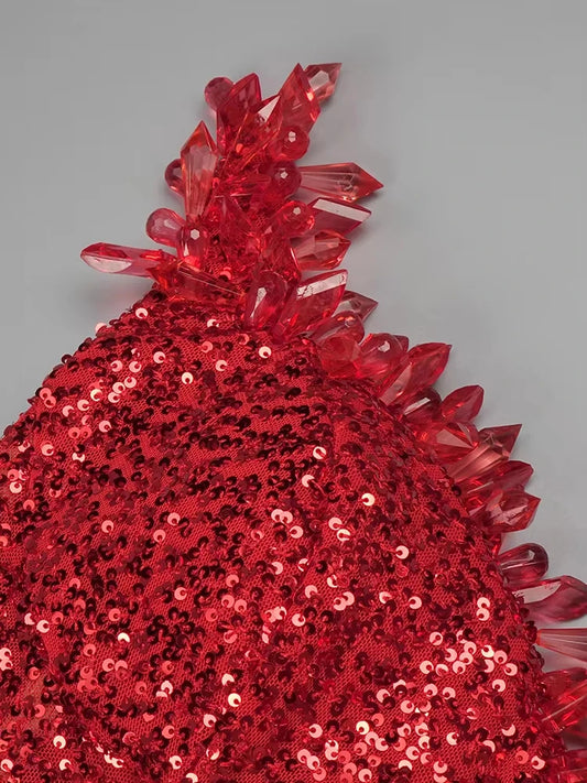 Lena Side Slit Dress Women Elegant Party Dresses Woman Wedding Dress Fish Tail Crystal Off the Shoulders Shiny Evening Gown Gala