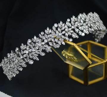 Luxury Bridal Headband For Wedding Hair Jewelry Headpiece CZ Zirconia Bride Crowns Tiaras For Women Diadem Party Prom Headdress