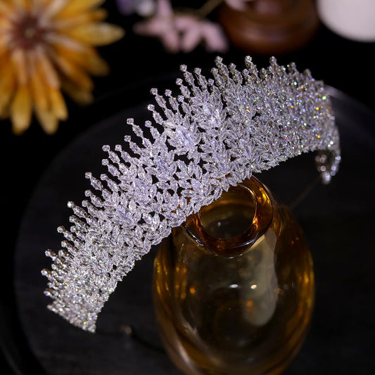 ASNORA Zircon Crown Silver Tiara Bridal Head Piece Luxury Wedding Hair Jewelry  Women Gifts coronas de 15 años