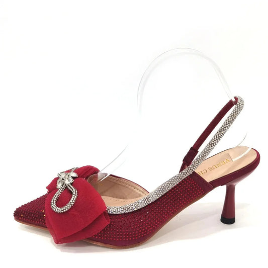 Italian Women Wedding Sandals Decorated with Rhinestone Pointed Toe Pumps High Heels Sexy Ladies Wedding Shoes Bride Party Pumps