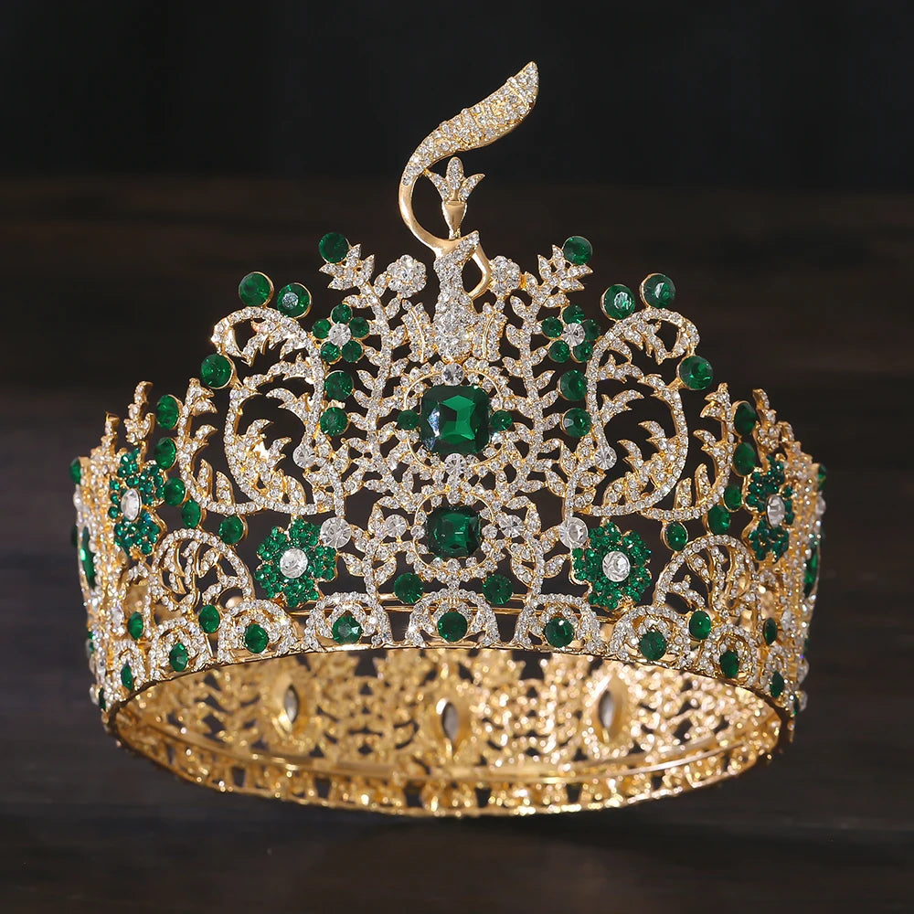 2025 New Baroque International Miss Grand Crown Round Wedding Celebration Water Diamond Crystal Tiaras Crown Hair Accessories