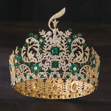 2025 New Baroque International Miss Grand Crown Round Wedding Celebration Water Diamond Crystal Tiaras Crown Hair Accessories