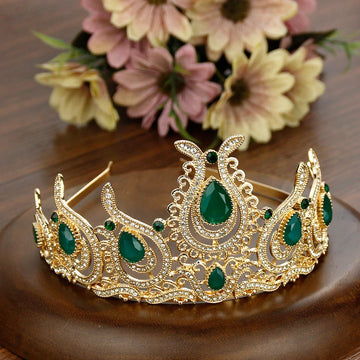 Neovisson High Quality Morocco Crown Gold Color Morocco Tulips Arabic Crsytal Headwear Tiaras Turkish Bridal Wedding Jewelry