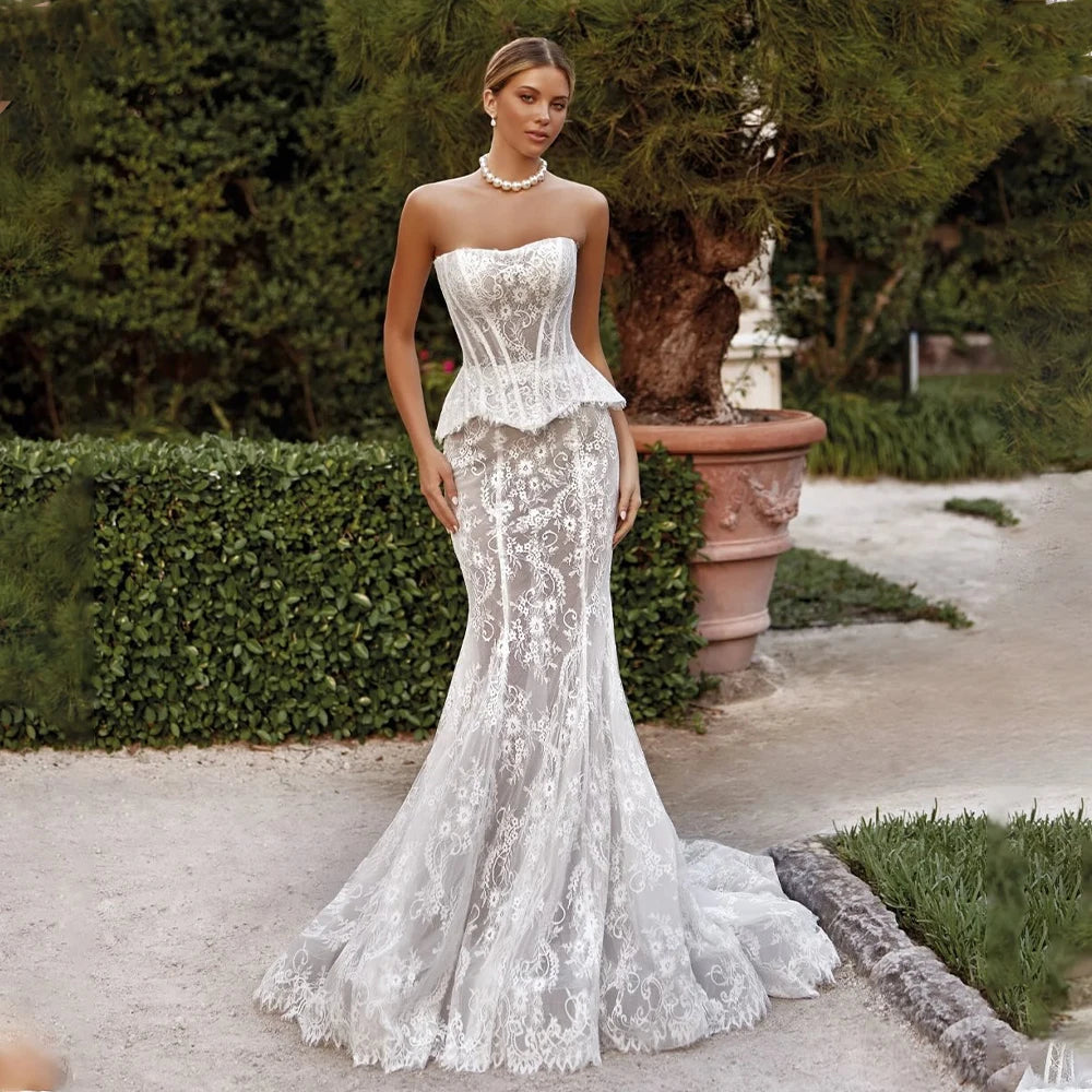 Modern Sweethart Full Lace Two Piece Sheat Wedding Dresses Custom Made Bridal Grown 2026 Vestido De Noival