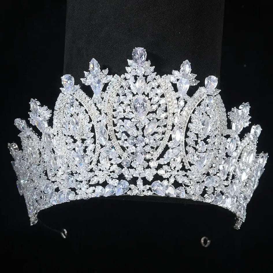 Big Large Zirconia Tiaras and Crowns AAA Zircon Diadem Brides Princess Queen Headbands Wedding Accessories Bridal Hair Jewelry