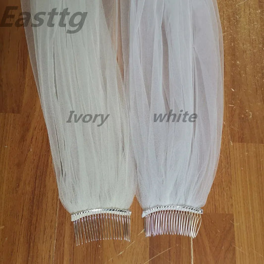 White 4 Meters Long Full Edge Lace Wedding Veil One Layer Tulle Bridal Veil with Comb Wedding Accessories Veu Velo Noiva