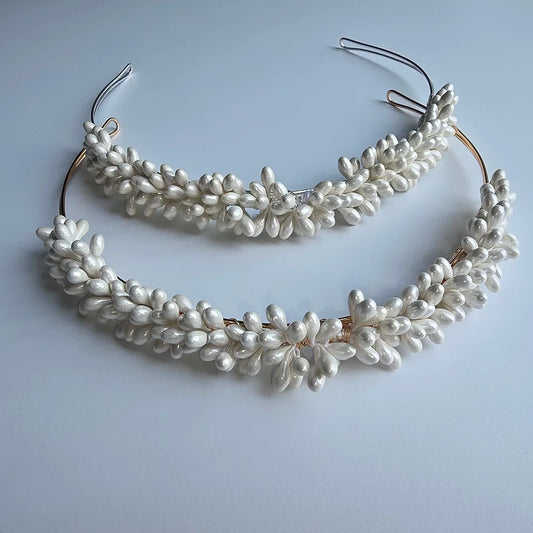 SLBRIDAL Handmade Ins Style Luxury Rhinestone Crystal Porcelain Flower Bridal Tiara Wedding Bridesmaids Crown Women Hair Jewelry