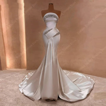 Elegant Sleeveless Wedding Dresses Women Charming Mermaid Bridal Gowns robe de mariée Mopping Length Vestido De Novia Customized