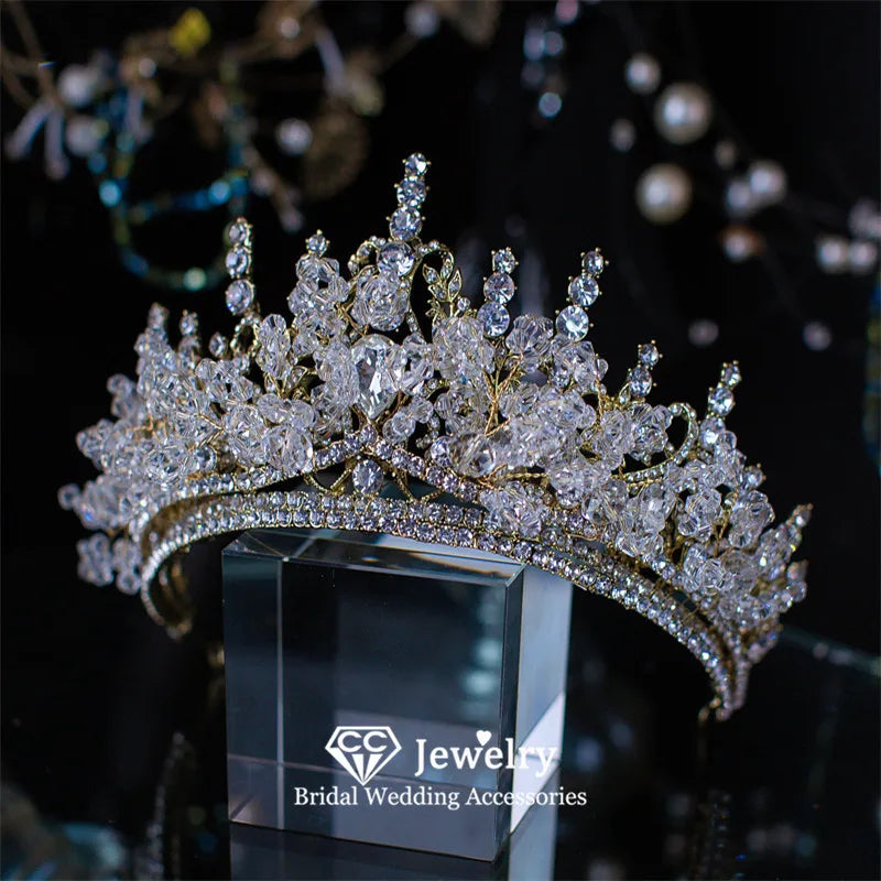 CC Luxury Crown Wedding Accessories Women Hairwear Bridal Headbands Engagement Hair Ornaments High Quality Crystal Tiaras QS163