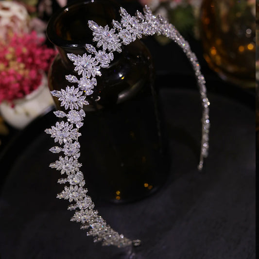 ASNORA CZ Diadem Crystal Headband Luxury Wedding Tiara And Crown Hair Band Jewelry Bridal Hair Accessories A1698