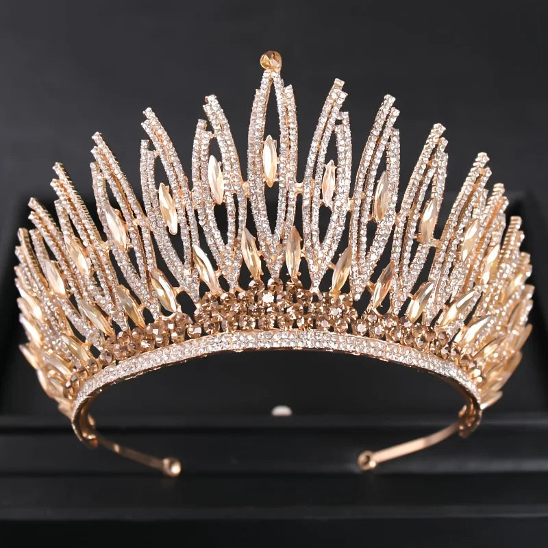 Silver Color Crystal Queen Big Crown Tiara Rhinestone Wedding Tiaras Women Pageant Prom Crowns Bridal Hair Accessories Jewelry