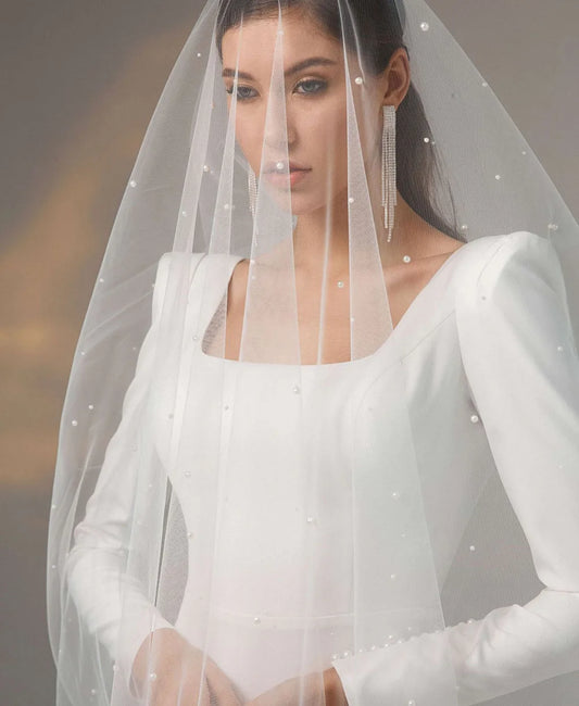 Modest Wedding Dresses 2025 Long Sleeve Buttons Mermaid Bridal Dress Simple Open Back Civil Brides Wedding Gown Customized