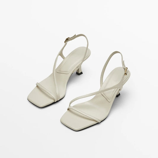 Cowhide Low Heel Sandals For Women With Buckle & Minimalist Pretty Versatile Comfortable Durable Daily Commuter Shoes For Summer