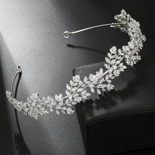 Luxury Bridal Tiara Wedding Headband Cubic Zirconia Bride Headband Tiaras And Crowns For Women Party Prom Hair Jewelry Headdress