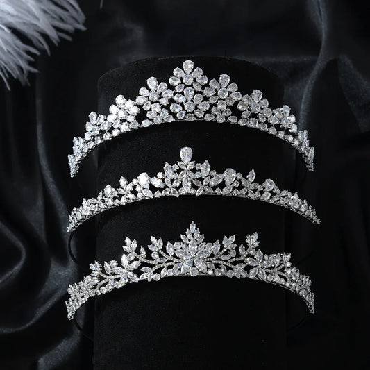 AAA Zircon Tiaras and Crowns CZ Zirconia Headpieces Brides Women Prom Pageant Headband Wedding Accessories Bridal Hair Jewelry