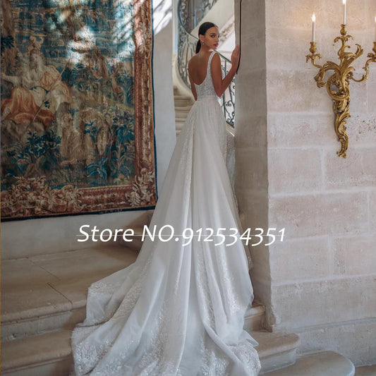 Off the Shoulder Mermaid Wedding Dresses with Detachable Train Luxury Vestido De Noiva Sereia Beading Lace Robe Mariage