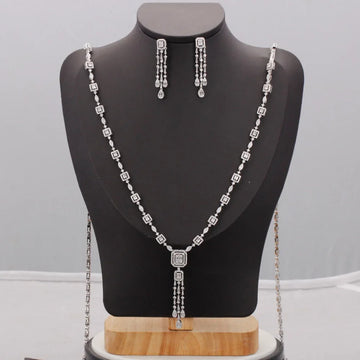 New Trendy Sweater Long Necklace Earring Jewelry Sets For Women Wedding Party Zircon CZ African Dubai Bridal Jewelry 2024