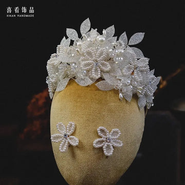 CC Luxury Tiaras Wedding Accessories Women Hairwear Bridal Headpiece Engagement Hair Ornaments Flower Crown With Earrings AN083