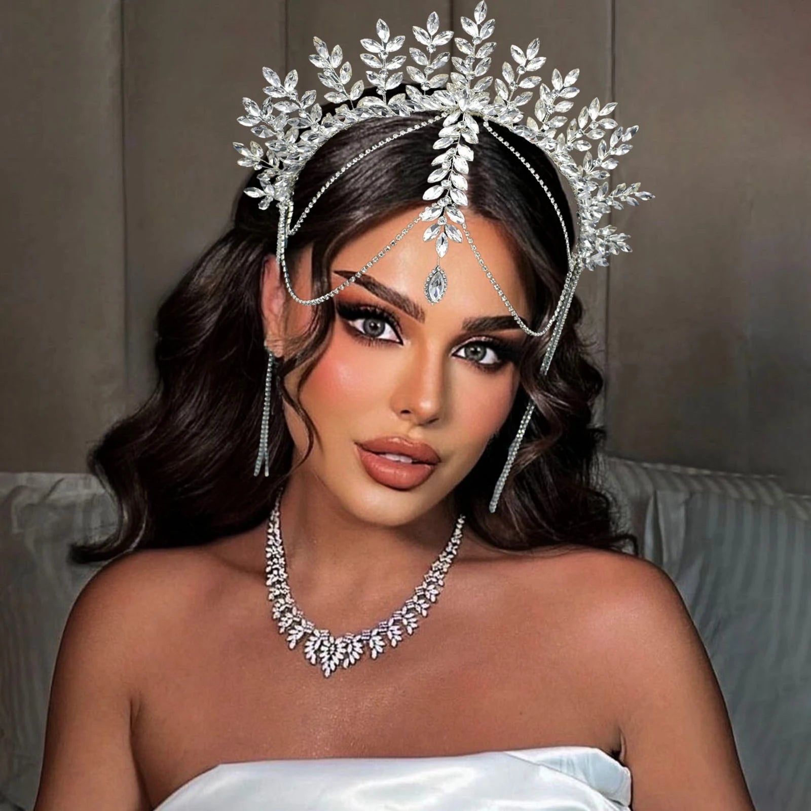 DZ131 Handmade Wedding Hairband Crystal Bride Tiara Bridesmaid Headpiece Women Jewelry Tassels Bridal Crown Baroque Headband