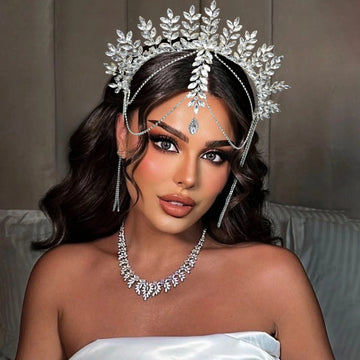 DZ131 Handmade Wedding Hairband Crystal Bride Tiara Bridesmaid Headpiece Women Jewelry Tassels Bridal Crown Baroque Headband