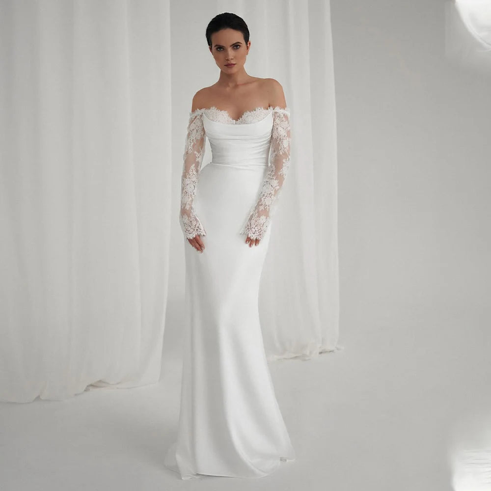 Elegant  Long Puff Sleeves Sweethart Sheath/Mermaid Wedding Dresses Custom Made Bridal Grown 2025 Vestido De Noival