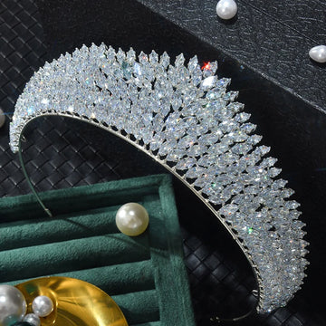 CZ Cubic Zirconia Tiaras and Crowns Headband For Brides Women Prom Pageant Headpiece Wedding Accessories Bridal Hair Jewelry