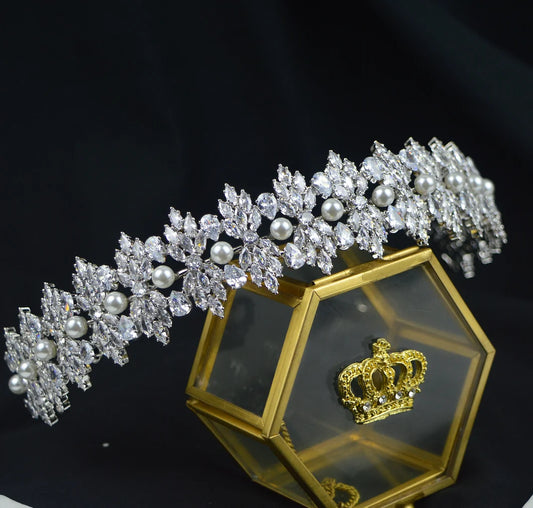 Luxury Bridal Headband Wedding Headdress Cubic Zirconia Bride Tiaras Crowns Women Diadem 15 Years Prom Hair Jewelry Headpieces